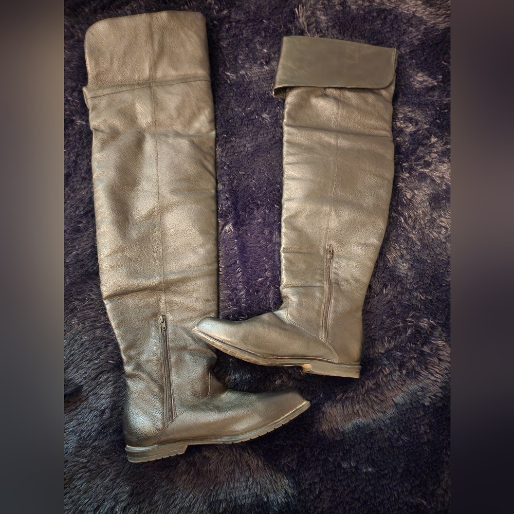 Thigh High Vegan leather Flat boots Size 11